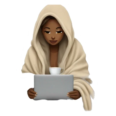 Cozy beige blanket coffee laptop bling girl sticker