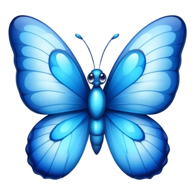 Cinematic Realistic Cute Blue Butterfly Portrait Emoji, Head tilted playfully and inquisitively, featuring beautifully patterned sapphire wings with intricate venation and a charming, petite body with round, sparkling eyes full of gentle curiosity, rendered with lifelike detail and warm natural highlights, high shine, affectionate and spirited, styled with a touch of whimsical garden magic, soft glowing outline, capturing the essence of a mischievous yet lovable blue butterfly that seems ready to flutter playfully into your arms! sticker