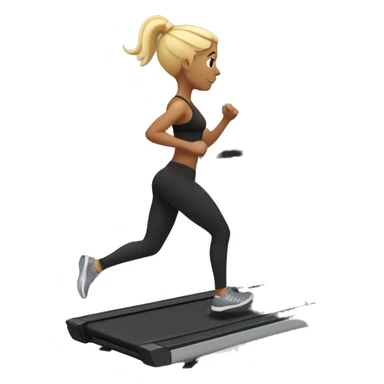 Girl with blonde hair in a ponytail running on a treadmill, she is wearing black leggings and a black sports bra sticker