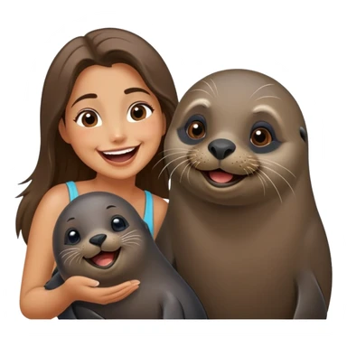 funny fur seal with girl and boyfriend couple sticker