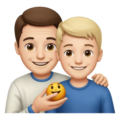 Uncle and nephew playing sticker