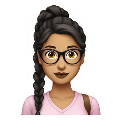 pretty girl latina with black glasses and dark brown hair in low ponytail  sticker