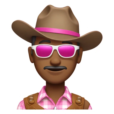 cowboy wearing a pink hat and white sunglasses  sticker