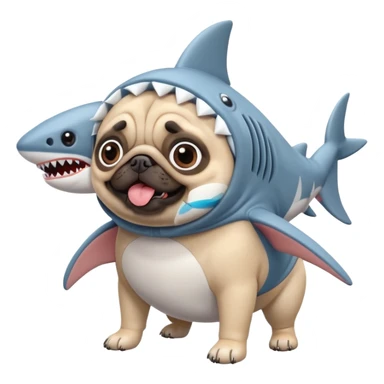 Pug wearing a shark costume  sticker