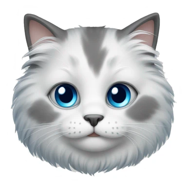 Fluffy white grey cat with blue eyes sticker