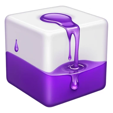 a white cub with purple liquid that is tipped over with the liquid slightly pouring out sticker
