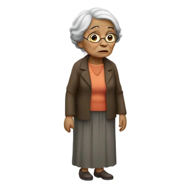 old woman sad standing full body sticker