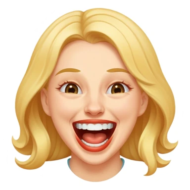 Lady laughing so hard she spits out  sticker