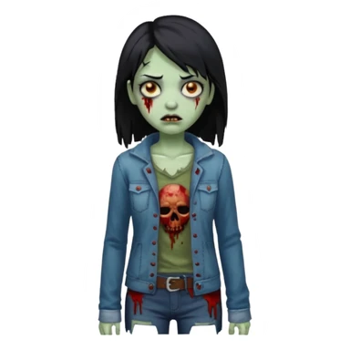 mulher zumbi cabelo liso preto sticker