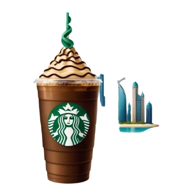 Starbucks iced coffee with Dubai chivalry bar with green filling and burn Khalifa  sticker