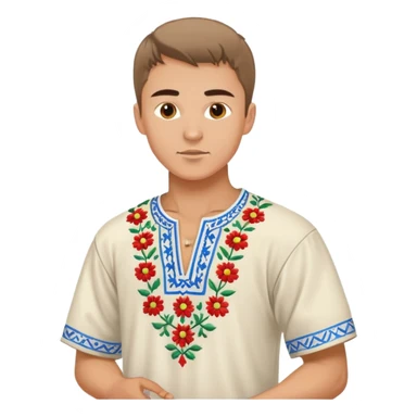 Ukrainian young man wearing traditional embroidered vyshyvanka shirt playing sports sticker