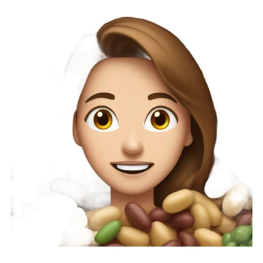 Brown haired woman obsessed with beans sticker