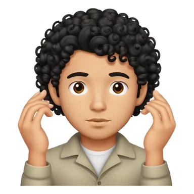 gay Mexican boy with black curly hair curling his hair  sticker