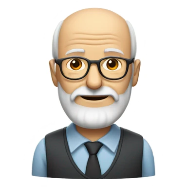 Balding old man thin hair on top, with beard and glasses sticker
