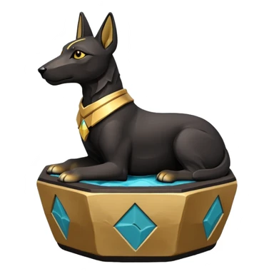  Soothing black fur Anubis tiny statuette puppy badly-cracked irregular-dodecagon bonsai pot  sticker