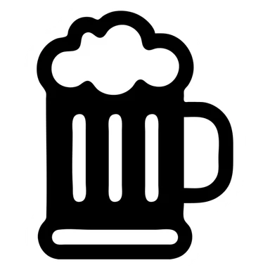beer mug icon, filled style, solid black silhouette, easily recognizable sticker