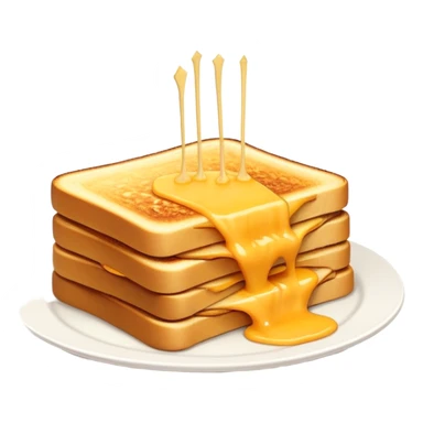 Half-eaten kaas tosti with cheese strings stretching sticker