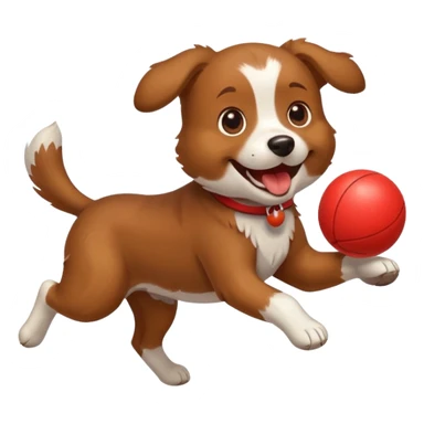 happy dog running after ball sticker