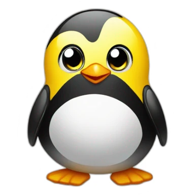 yellow-chick-smile-cute-near penguin sticker