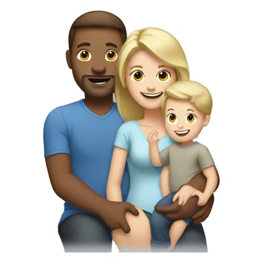 happy family brown hair dad with blonde mom and blonde baby boy sticker
