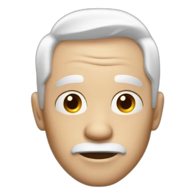 Man looking emotionless or depressed, white short hair, white skin, red nose and wrinkled sticker