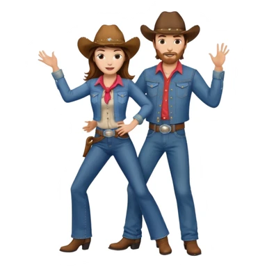 brown hair cowboy couple dancing boogie sticker
