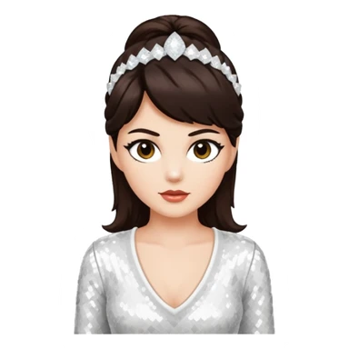 Earth Kitt with dark brown hair, white sequin outfit sticker