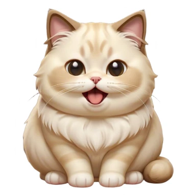 Cinematic Cute Chubby Ragdoll Cat Portrait Emoji, Head tilted playfully and yawning, round and plump body with soft, silky fur in a mix of light and darker points, Simplified yet adorable features, highly detailed, glowing with a warm, friendly glow, high shine, curious yet calm, stylized with a touch of whimsy, bright and endearing, soft glowing outline, capturing the essence of a mischievous yet loving and lazy kitty, so cute it feels like it could stretch out of the screen and cuddle! sticker