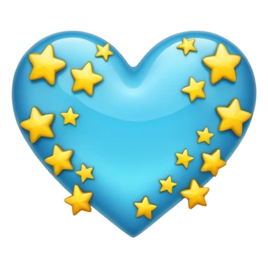 Lake Blue Heart with yellow stars inside it sticker