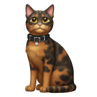 tortoiseshell cat with cat collar full body from half side perspective sticker