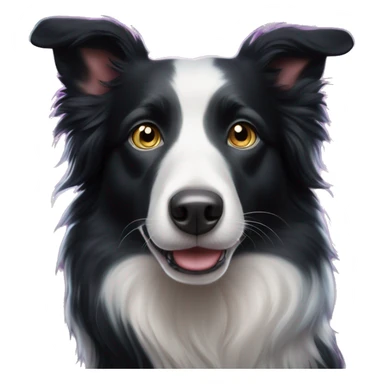 The eyes of the enchanted black and white Border Collie glow with magical colours and sparkling stars. sticker