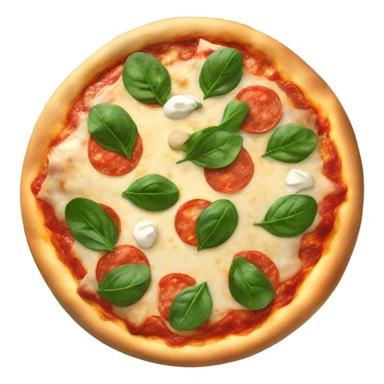 Pizza with mozzarella circles and spinach sticker