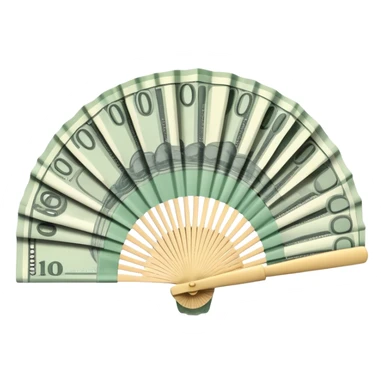 A hand-held money fan used for cooling off, crafted entirely from banknotes sticker