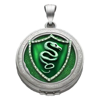 The Slytherin locket is a heavy, ornate piece of jewelry made of silver, with a large green "S" on its front. It is enchanted to contain a fragment of Voldemort's soul, making it a Horcrux, and it possesses the ability to bring out negative emotions in sticker