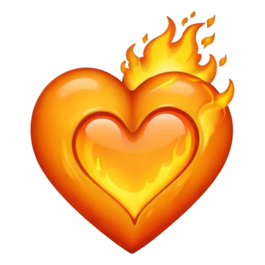 Corazón Naranja con un fuego  sticker
