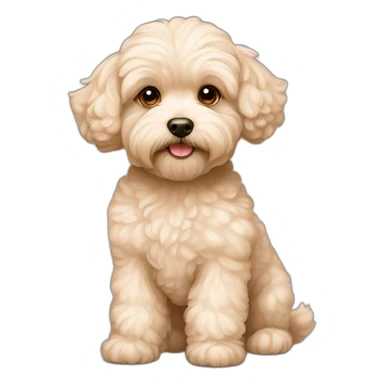 very light beige maltipoo with light brown ear sticker