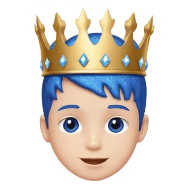 blue Boy happy glitter blue crown sticker