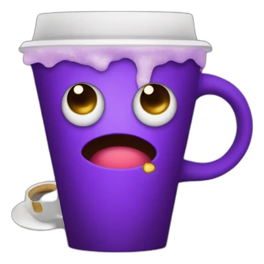 purple sleepy corona virus drinking coffee sticker