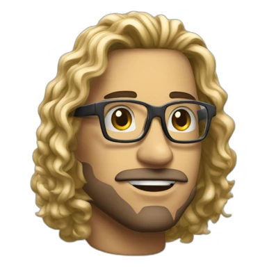 hombre negro pelo largo rizado mechas rubia gafas metalicas sticker