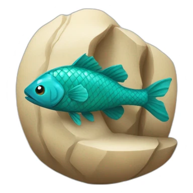 un poisson serpent sous une grosse pierre sticker