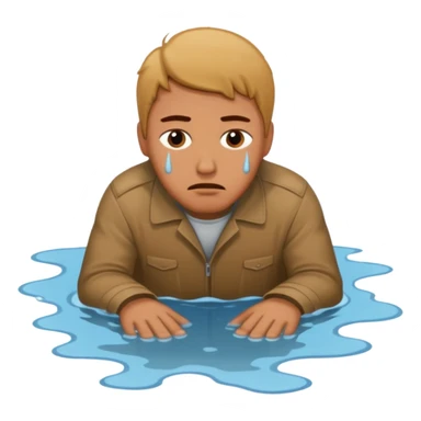 apple style emoji of a man who has fallen face down into a puddle sticker