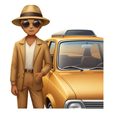 A parked car rests on the side of a long with a person outside , empty road stretching toward a golden sunset. The sky glows with warm colors, and the landscape ahead feels open, peaceful, and full of promise. love  sticker