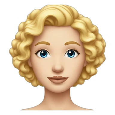 Femme à la peau très claire, des cheveux blonds clairs bouclés longs, des yeux bleus clairs et des lèvres rosée  sticker