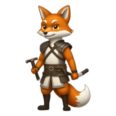Fox-whith-two-katana sticker
