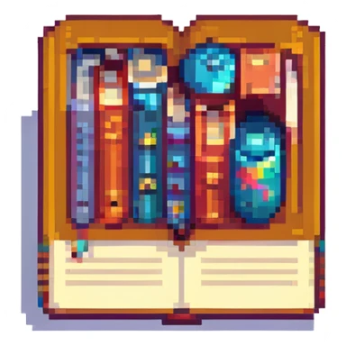 a single book with a bookmark, pixel art style sticker
