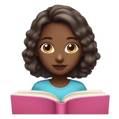 black girl brown eyes brunette reading pink book sticker