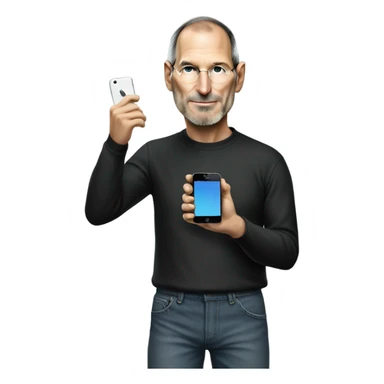 Steve Jobs with an iPhone sticker
