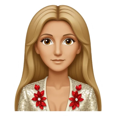 Celine Dion with long dark blonde hair, ivory sequin outfit sticker
