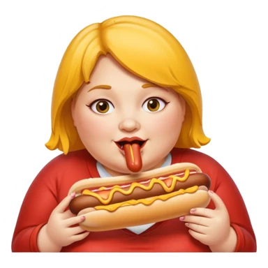 Fat lady eating hot dogs sticker
