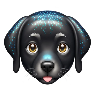 Black lab with sparkly metallic fur sticker